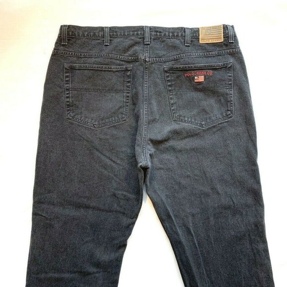 Vintage Polo Ralph Lauren RL Jean Big Jeans Mens 42x30 Banner Relaxed Black NEW - Picture 6 of 12